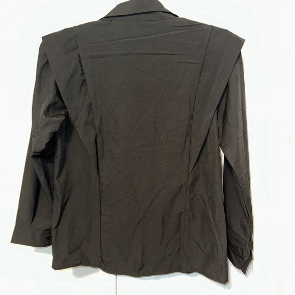 Black Woman's Dress Shirt Button Up Size Small 3/4 Sleeve Business Work Office - Picture 2 of 9